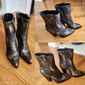 Stylish Black Leather Ankle Boots